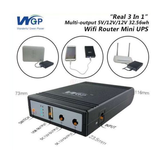 WGP Mini UPS 5V+12V+12V for Router, Onu, CC Camera Backup